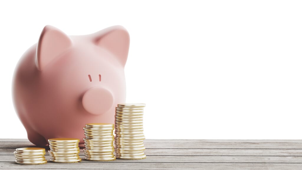 Maialino salvadanaio monete oro